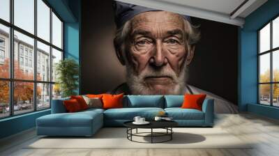 Portrait of sergery senior medical doctor on dark background,generative ai. Wall mural