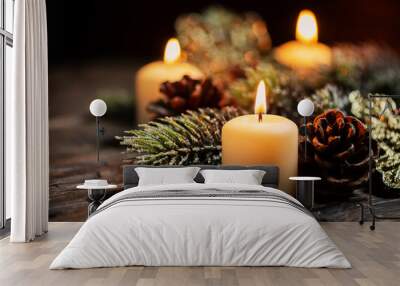 Christmas decoration with candles Wall mural