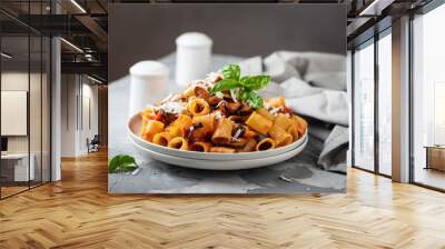 Traditional Italian dish pasta alla norma Wall mural