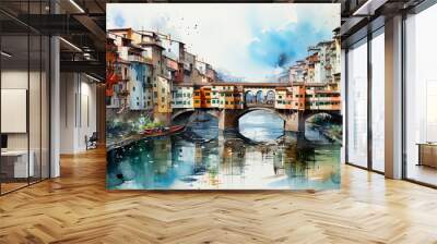 Watercolor painting of Florence Wall mural