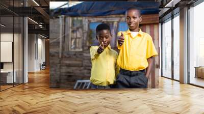 Black boys showing thumbs up Wall mural