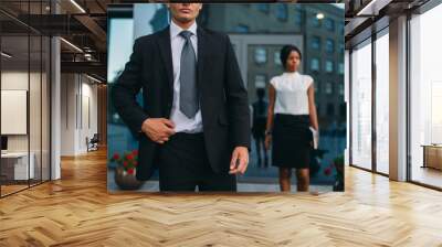 Bodyguard in suit and sunglasses, female VIP Wall mural