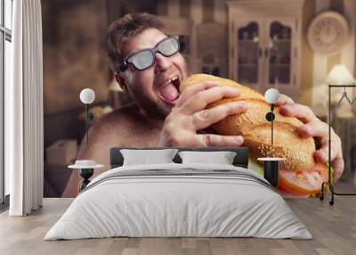 Man with sandwich Wall mural