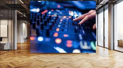 sound operator hands at the volume control panel Wall mural