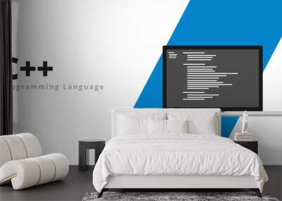 Learn to code C++ programming language with script code on laptop screen, programming language code illustration - Vector Wall mural