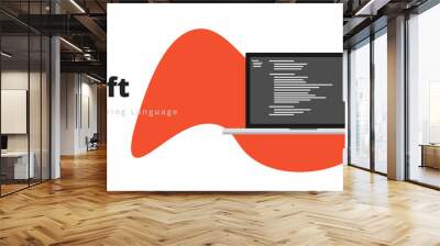 Learn to code Swift programming language, Ruby & Rails, with script code on laptop screen, programming language code illustration - Vector Wall mural