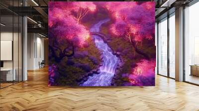 beautiful enchanted cherry blossom forest Wall mural