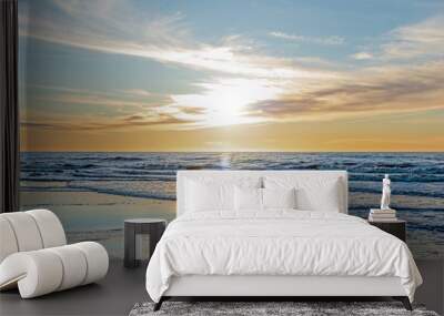 Background with sunset on the sea landscape Wall mural