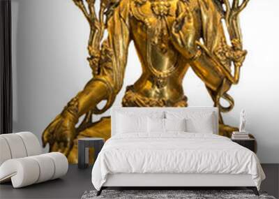 Isolated PNG cutout of a golden Statue of Tara on a transparent background Wall mural