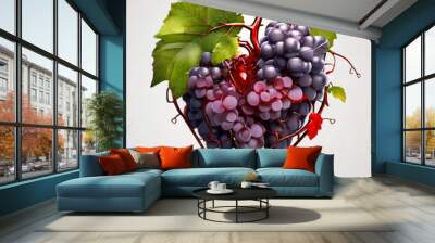 Bunch of grapes in the shape of heart
 Wall mural