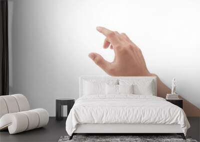 man hand touching something on white background Wall mural