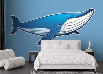 Blue whale illustration Ai Generative Wall mural