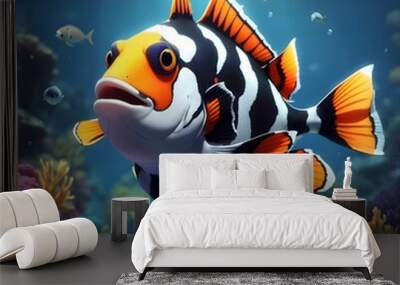 Clown triggerfish illustration Ai Generative Wall mural