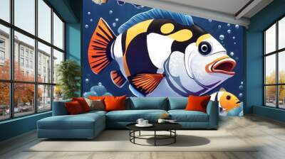 Clown triggerfish illustration Ai Generative Wall mural