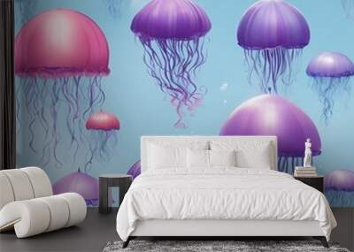 Portuguese man o' war illustration Ai Generative Wall mural