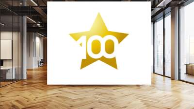 100 Number New Gold Abstract Star Logo Wall mural