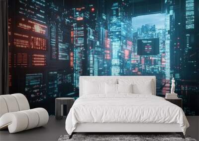 Cyberpunk Cityscape Wall mural