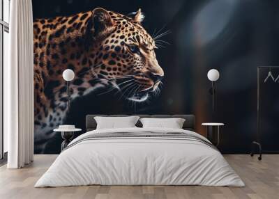 portrait of a leopard relaxing Wall mural