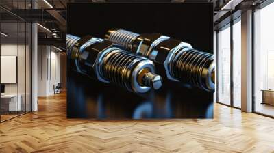 Two Spark Plugs on Black Background Wall mural