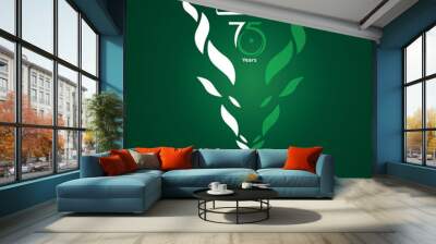 14 August 75 years Celebration of Pakistan Independence day.
Translate: 14 august urdu calligraphic.
vector illustration.  Wall mural