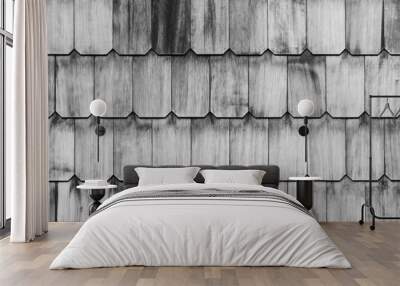 Pattern of overlap shingle white wood texture. Wall mural