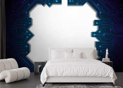 2.Blue abst technol-circuit 4 (2) Wall mural