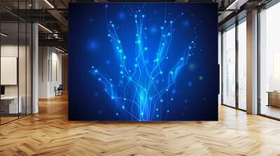 Abstract technology with  circuit  lines in hand shape Wall mural