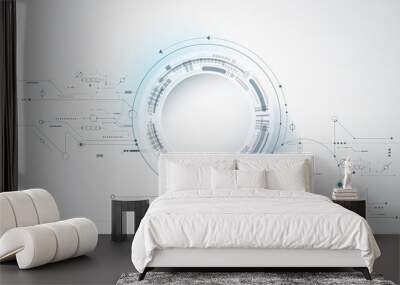 Vector design 3d paper circle with circuit board. Illustration Abstract modern futuristic, engineering, science, technology background. Hi tech digital connect, communication, high technology concept Wall mural