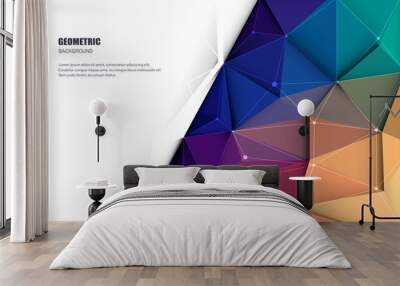 vector illustration white paper (blank space for your content) on abstract 3d geometric, polygonal,  Wall mural