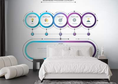 Vector Infographic 3d circle label, template design. Business concept, Infograph with number 6 options, step or processes. Infographic element for layout process diagram,parts,chart,graphic,info graph Wall mural