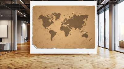 Vector World map on blank grunge paper Wall mural