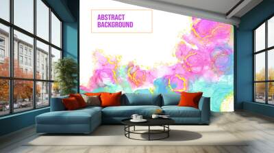 Luxury abstract fluid art painting in alcohol ink technique.  Wall mural