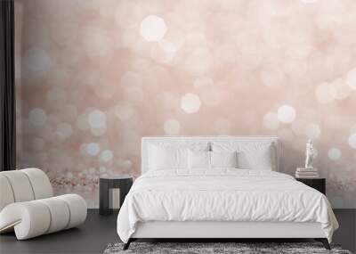 Pink gold, pink bokeh,circle abstract light background,Pink Gold shining lights, sparkling glittering Valentines day,women day or event lights romantic backdrop.Blurred abstract holiday background.. Wall mural