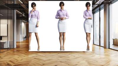 3d illustration. Beautiful business woman standing in different poses wearing office formal outfit. Wall mural