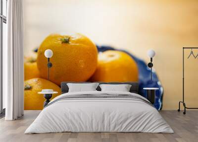 Japanese oranges on wood table Wall mural