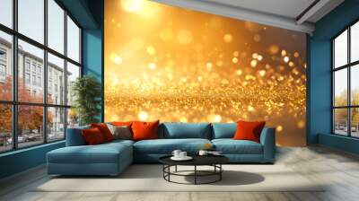 abstract background gold shine bokeh glitter christmas. Generative AI. Wall mural