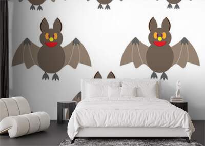 Cartoon image of a group of bats on a white background. Halloween festival. Wall mural