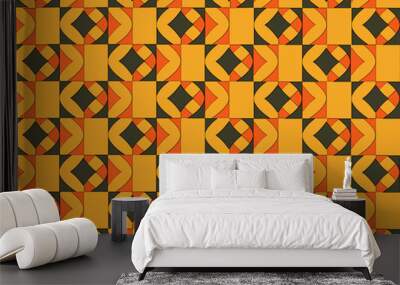 Orange, yellow and brown geometric pattern Wall mural