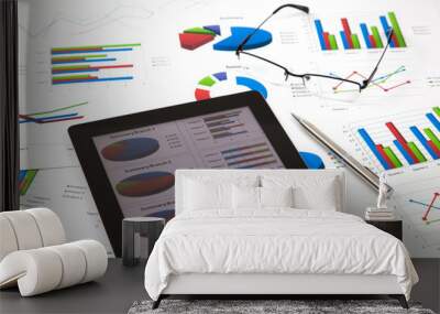 business workplace with stock market data Wall mural