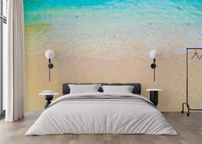 Thailand summer travel sea wave, at sea beach Krabi Phi Phi Island Phuket park on white sand blue sky emerald green ocean water. space for texture Wall mural