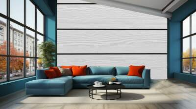 Grey wooden plank overlapping panel wall texture background. Wall mural