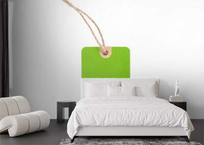 Blank green cardboard Price tag or label isolated on a white background, File contains with clipping path. Wall mural