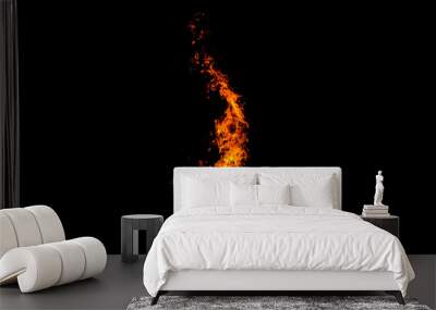 Fire flames on black background, flame texture for backdrop. Wall mural