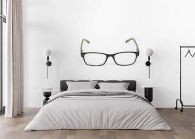 Green and Black eye glasses spectacles with shiny black frame For reading daily life To a person with visual impairment.Glasses for the elderly, Long sighted isolated on white background. Wall mural