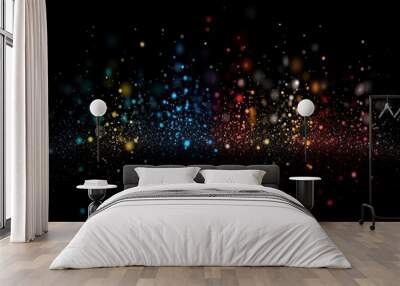 A digital artwork with an abstract chaotic design featuring glittering bubbles in shades of every colors.  Wall mural