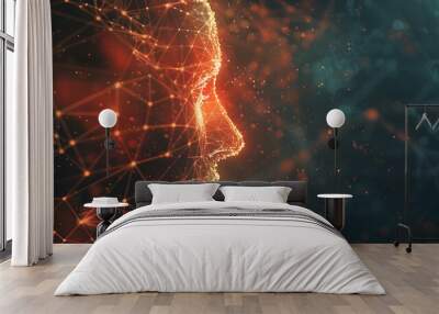 A web of connections intertwines the minds of individuals, bridging the gap between present and future.Experience the dawn of a new era where technology empowers human potential to unprecedented heigh Wall mural