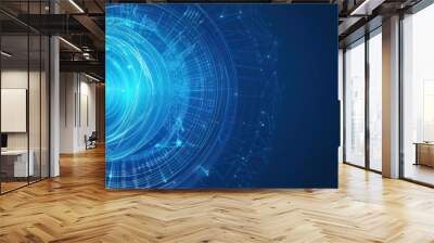 Blue circle technology abstract technology innovation concept vector background and glowing light with some Elements of this image panorama. Wall mural