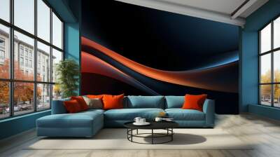 Abstract background shiny red black gradient organic shapes Wall mural