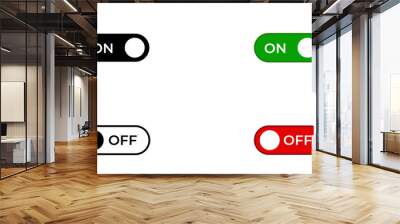 On off switch buttons icon set. power toggle vector buttons for app designs. Wall mural