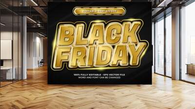 title text effect template. black friday title golden bright and shine vector layered Wall mural